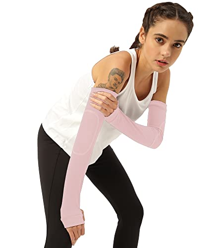 Image of Freecultr Women Breathable Bamboo Cotton Antibacterial Arm Sleeves with Built-in Gloves | Soft, Sweat-Wicking & Skin-Friendly