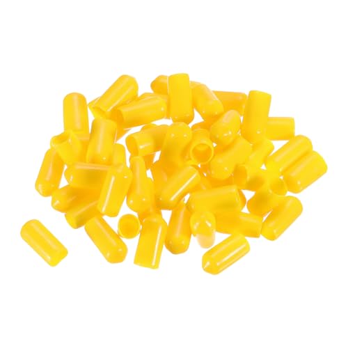 uxcell 50pcs Rubber End Caps 7mm ID Vinyl PVC Round Tube Bolt Cap Cover Screw Thread Protectors Yellow, 0.28 inch