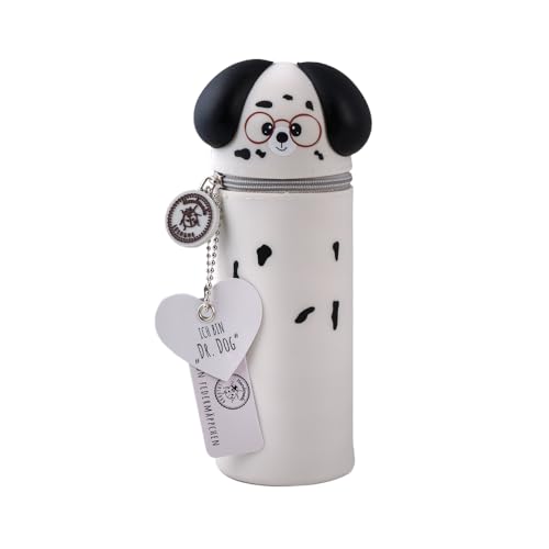 Lulubug Silikon Federmäppchen - Hund Dr. Dog | Federtasche aus weichem Silikon für Stifte | Federmappe und Stiftehalter | Mäppchen Tiere, Schlampermäppchen