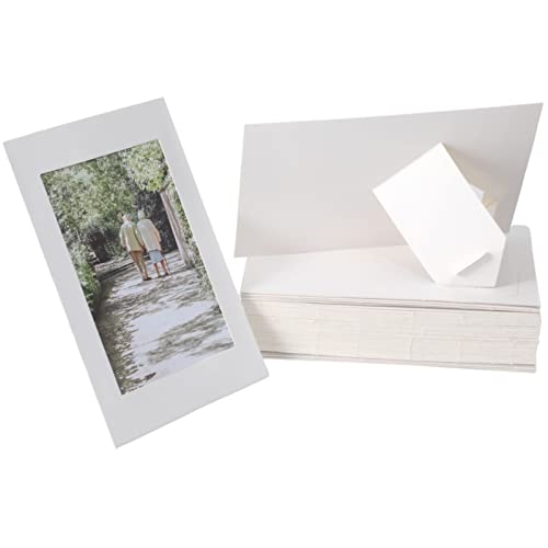 50 Pack Standing Paper Picture Frames 4x6 Cardboard Photo Frame with Easel Paper Photo Frame Cards Gallery Frames Bulk For Graduation Fathers Day Back to School Wedding Birthday Classroom Craft DIY White