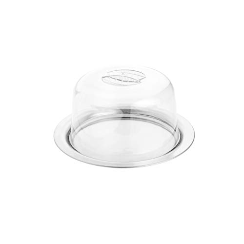 Prato P/queijo de Aço Inox C/tampa de Plástico Prime 23x10cm Lyor Prata