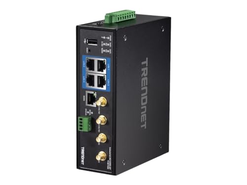 Image of TRENDnet Industrial AC1200 Wireless Dual Band Gigabit Router, TI-W100, 4 x Gigabit PoE+ Ports, 1 x Gigabit WAN Port, IP30 Housing, Dual-WAN, VPN, DIN-Rail Mount, NDAA + TAA Compliant