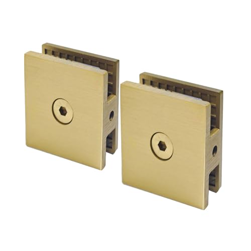 Bathlink Brushed Gold Glass Clamp for Bathroom, 2PCS Shower Glass Clamp for 1/4