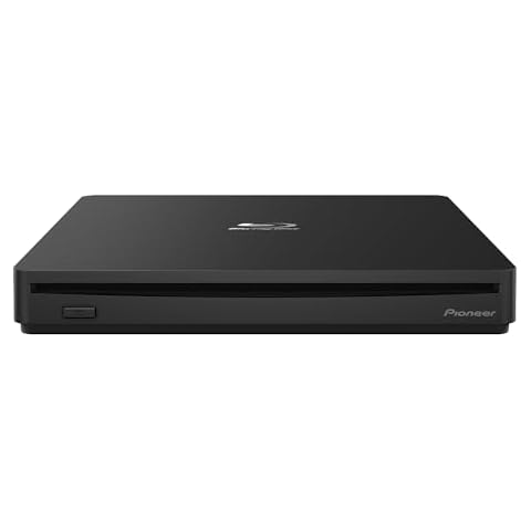Pioneer External Blu-ray Drive BDR-XS07UHD@6X Slot Loading Portable with a Matte-Black Body USB 3.2 Gen1(3.0) BD/DVD/CD Writer. Firmware 2023 (Version: 1.03 and up). Cyberlink Software Included Cover