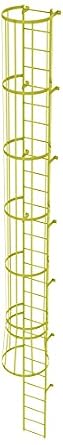 Tri-Arc WLFC1129-Y 29-Rung Standard Fixed Steel Ladder with Cage, Safety Yellow Powder Coated Finish