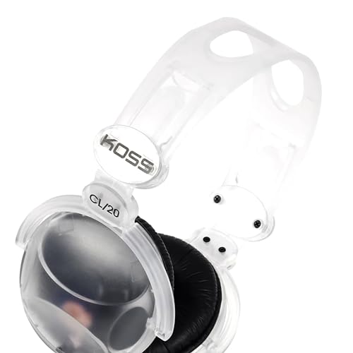 Koss CL/20 Clear Transparent On-Ear Headphones, Retro Look, 3.5mm Plug, Adjustable Headband, Leatherette Cushions - Thumbnail 2