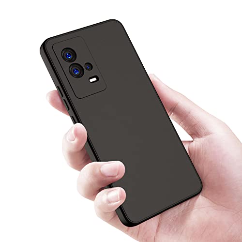 Image of Kapa Matte Lens Protective Back Cover for Vivo IQOO 9, Slim Silicone with Soft Lining Shockproof Flexible Full Body Bumper Case (Black)