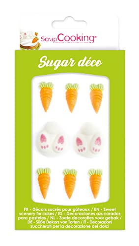 SCRAP COOKING Décosucres Lapin & Carottes Décorations Pâtisseries/Desserts/Gâteaux/Biscuits/Cupcakes/Anniversaires Pâques Printemps Cake Design 6992 1 Unité