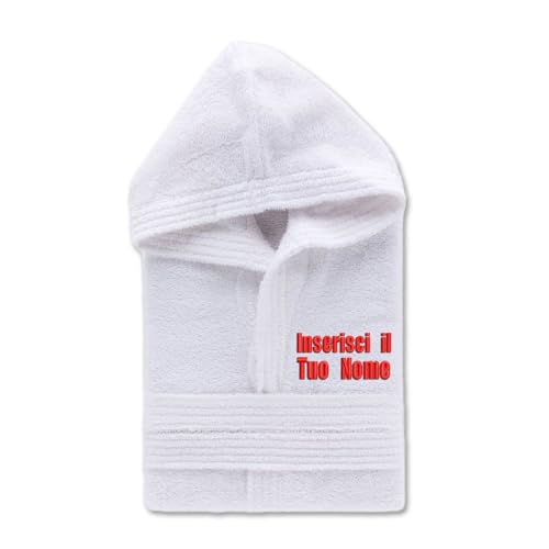 Gruppo - accappatoio personalizzato ricamato 100% - in morbida spugna 100% . uomo donna con cappuccio cotone