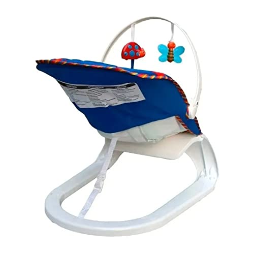 Cadeira Descanso Bebê Acolchoada com Som, Vibração e Base Curva Azul, Importway