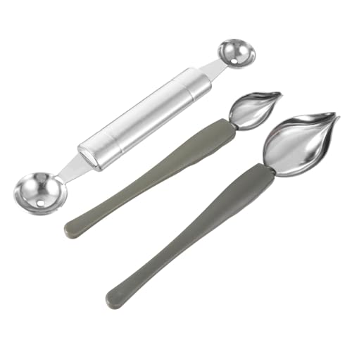 FONDOTIN 3 pezzi Cucchiai da Salsa in Acciaio Inossidabile per Decorazione Torte e Dolci Cucchiaio da Cucina Professionale con Impugnatura Ergonomica per Disegno Salse Utensili per e