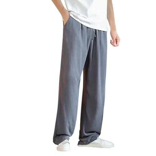 Pantalon de loisirs en lin léger homme mode estivale taille élastique