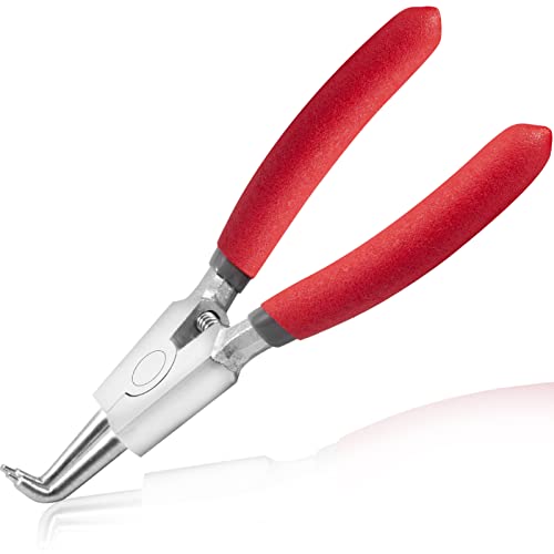 LEONTOOL External Circlip Pliers with Bent Jaw 4.5-Inch Snap Ring Pliers Lock Ring Plier for Rings Remover Retaining and Remove Hoses Precision Hand Tool
