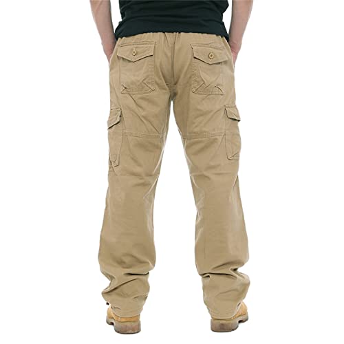 Cicilin Calça cargo masculina de algodão, para trabalho, acampamento, caminhada, vários bolsos, pern