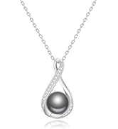 Tahitian Black Pearl Necklace 925 Sterling Silver Pendant Gifts for Women Wife Mom Anniversary/Ch...