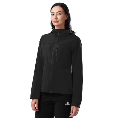 CAMEL CROWN Women's Black X-Large Waterproof Windbreaker for Hiking and Outdoor Adventures