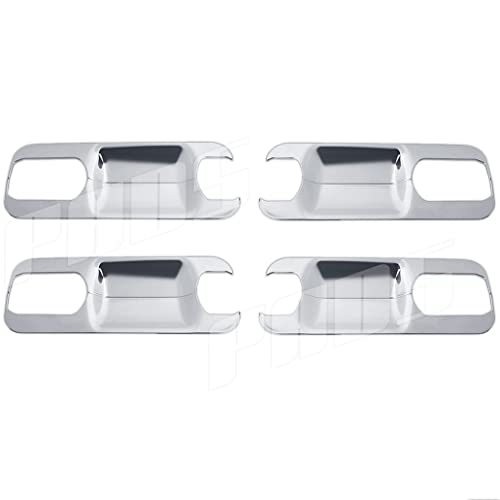 A-PADS Compatible with(Just Overlay Stick on, NOT for SNAP in Replacement), Chrome Cover for 2017-2018 19 Ford F250 F350 F450 4 Door Handle Back Plates (8PCS)