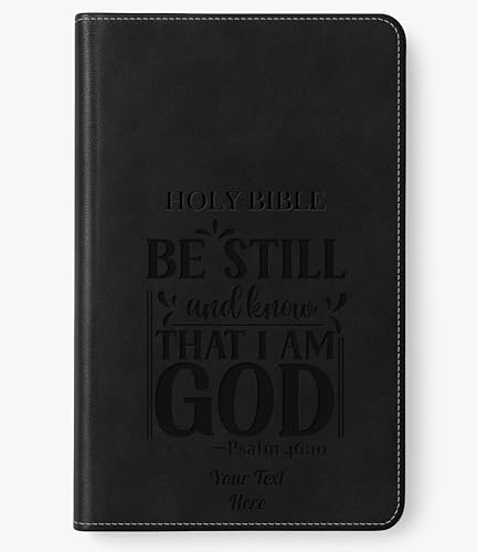 Personalized KJV Deluxe Gift Bible with Custom Engraved Text and Verse Design: Red Letter, Comfort Print, Leathersoft, Black