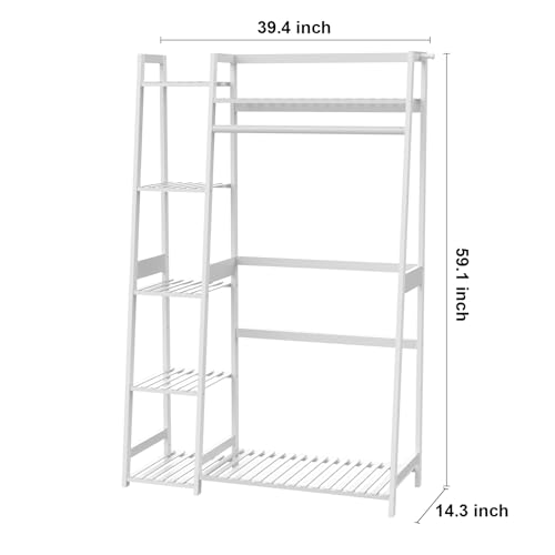Wtz CR-538 WH Clothes Rack For Hanging Clothes, Bamboo Garment Rack Heavy Duty Clothing Rack thumb #6
