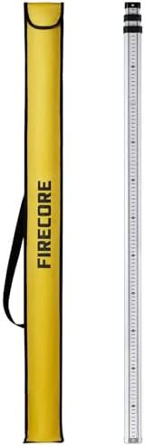 Firecore Nivellierlatte, Teleskop Nivellierlatte 3m, Aluminium Messstangen für Kreuzlinienlaser und Rotationslaser, Masslatte mit Nylontasche, 3m Länge In 3 Segmenten, cm/mm Eintei