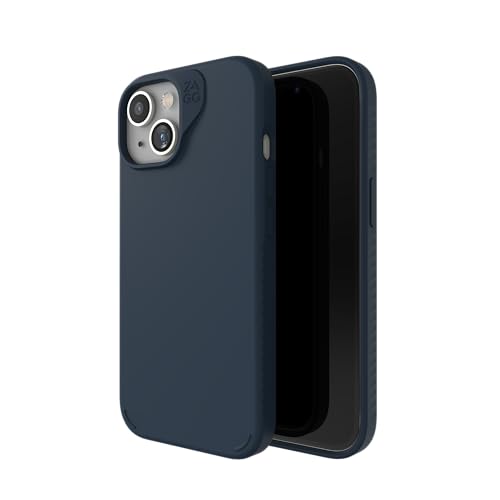 Coque MagSafe en silicone ZAGG Manhattan iPhone 15 voyage et quotidien bleu marine