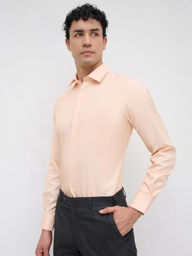 Image of Park Avenue Men Modern Slim Fit Structure Pattern Cotton Polyester Blend Semi Cutaway Collar Full Sleeve Formal Shirt