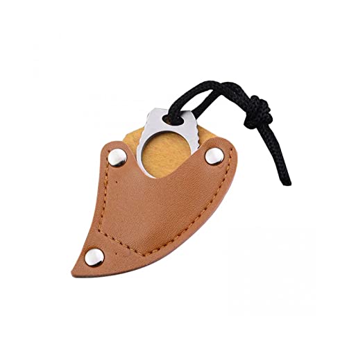 Mini Outdoor Messer EDC,Mini Taschenmesser aus Stahl Tragbares Halsmesser,6cm Faustmesser mit Kunstlederetui Neck-Knife,Outdoor Survival Taschenmesser für Männer Alltagstragen Notfall (1 Pcs) Cover