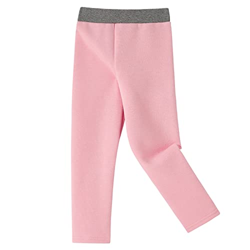 Ugitopi Filles Hiver Épais Chaud Long Pantalon Polaire Doublé Leggings Thermique Coton Leggings (Pink 150) Cover