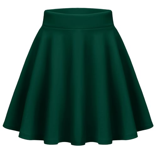 Zeagoo Cute Skirts Women's Green Mini Skirt High Waist Pleated Skirt Versatile Flared Style Stretchy Skirts Athletic Perfect for Valentines Carnival and Cosplay