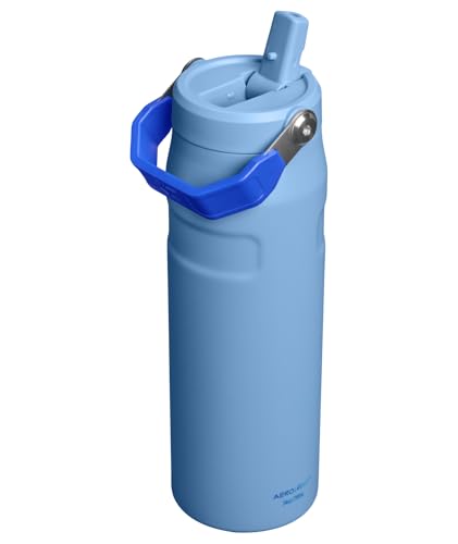 Image of Stanley IceFlow Flip Straw 2.0 Water Bottle 24 OZ | Built-In Straw with Larger Opening | Lightweight & Leak-Resistant | Insulated Stainless Steel | BPA-Free | Blue Sky