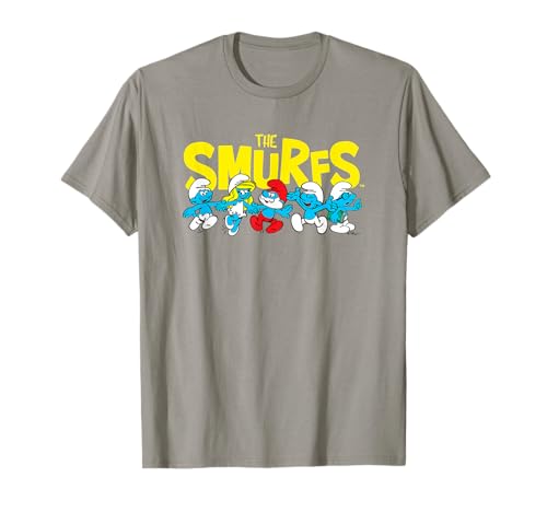 The Smurfs Logo with Smurfs Cast Retro Cartoon T-Shirt
