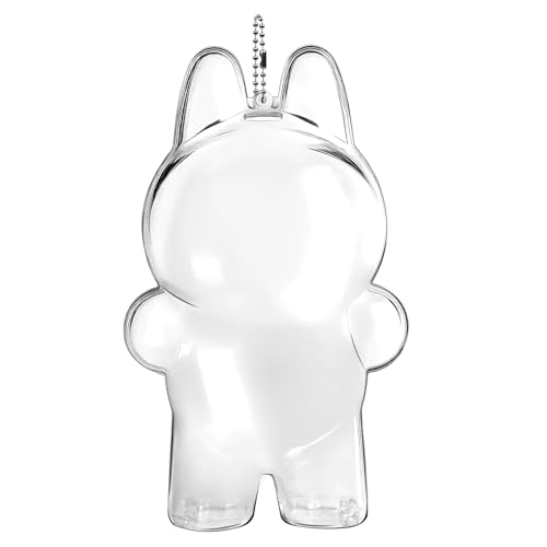 Protective Display Case for Labubu Standing(Macaron to 3.0) – Clear PVC Storage Box with Keychain, Dustproof & Scratch-Resistant Collector Holder (Figure Not Included