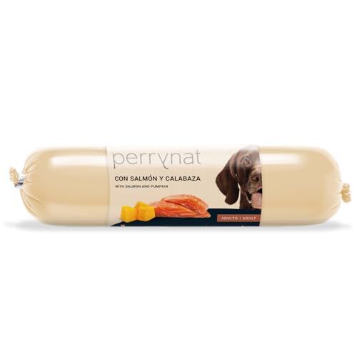 Salchicha para Perros Perrynat 800g - Dibaq. Alimento Completo para Perros. Snack y Entrenamiento. 80% Ingredientes Frescos. Sistema inmune Fuerte. (800g, Salmon y Calabaza)