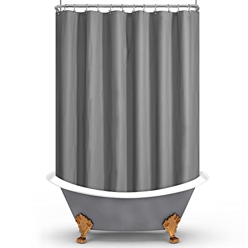 Image of Mrs Awesome Grey Clawfoot Tub Shower Curtain or Liner with 12 Magnets - Free 36 Hooks Included, Waterproof PEVA, 180 inch x 70 inch, Dark Gray