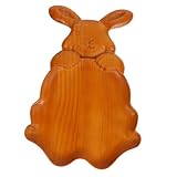 Beaupretty 木製ウサギ型フードサービングトレイ サラダフルーツチーズ用プレート イースターや春のイベントに適したシェアリングボード