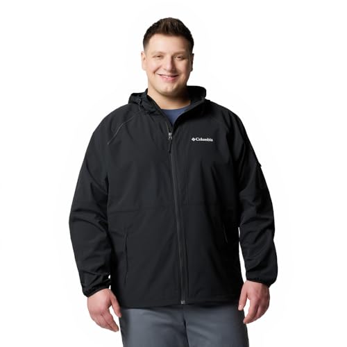 Columbia Tall Heights II - Chaqueta softshell con capucha para hombre, Negro -, 1X