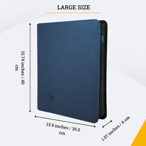 Image of Card Guardian - Toploader 9 Pocket Premium Binder with Zipper for 360 Cards (Black) - Side Loaded Pockets - Compatible with Sports and Trading Cards TCG (Blue)