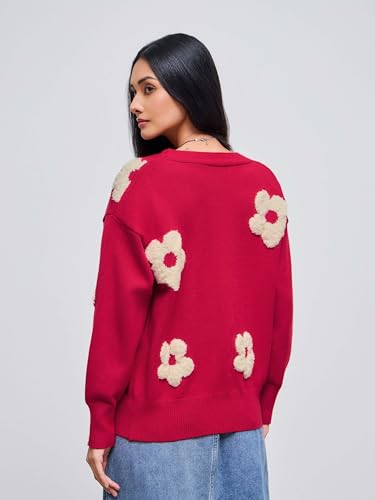 Image of CIDER Womens Cardigan V Neck Floral Cardigan for Women Knit Button Down 2024 Fall