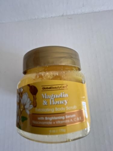 Global Beauty Care Magnolia & Honey Exfoliating Body Scrub with Brightening Serum, Niacinamide, Vitamins A, C & E, 6 oz