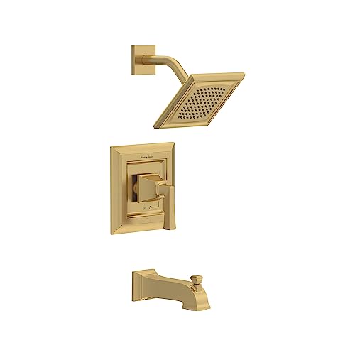 Kit de grifería para bañera y ducha American Standard TU455508.GN0 Town Square S con cartucho de equilibrio de presión, caudal 1,75 GPM, acabado dorado cepillado