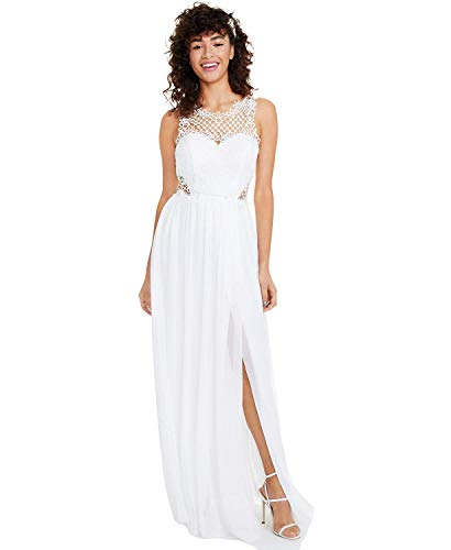 City Studios Juniors  Embellished Illusion Tulip Gown, White Silver 7