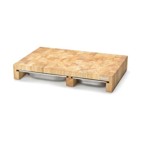 Continenta Planche à découper en Bois Multifonction avec 3 tiroirs, en Acier Inoxydable 50 x 32,5 x 8 cm, Marron
