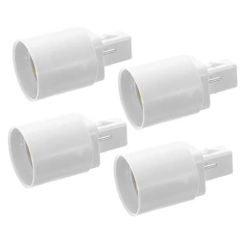 DOITOOL Lot De 4 Adaptateurs D’ampoule à 2 Broches G24d Vers Douille E27, Convertisseur De Base Légère En Pbt Ignifuge, Remplacement Pour Lampes Led, Usage Domestique Et Industriel