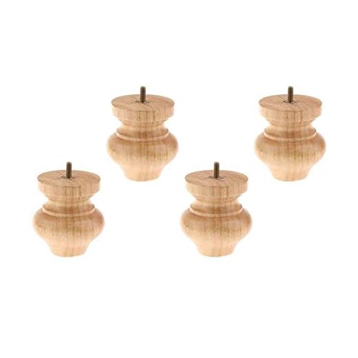 WJGJ trämöbler ben, stol fot bänkar trä säng soffa set med 4 trä omvänt koniska möbler Replacement Feet for Sofa TV skåp säng matbord