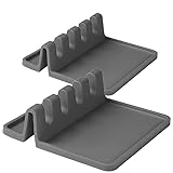 2 Pcs Silicone Utensil Rest with Drip Pad for Multiple Utensils, Utensils Holder Silicone Utensil...