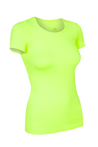 T-shirt de sport Assoluta à manches courtes pour femme, existe en couleurs vert, orange, rose et jaune fluo M jaune fluo