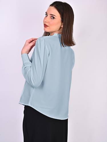 Image of Women's Regular Fit Solid Pleated Cotton Blend Shirts