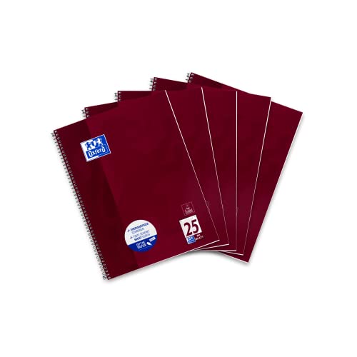 Oxford Collegeblock A4 liniert, 80 Blatt, gelocht, violett, 5 Stück