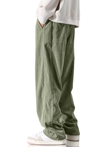 HOTake Men's Casual Corduroy Pants Elastic Waist Drawstring Baggy Sweatpants Loose Fit3