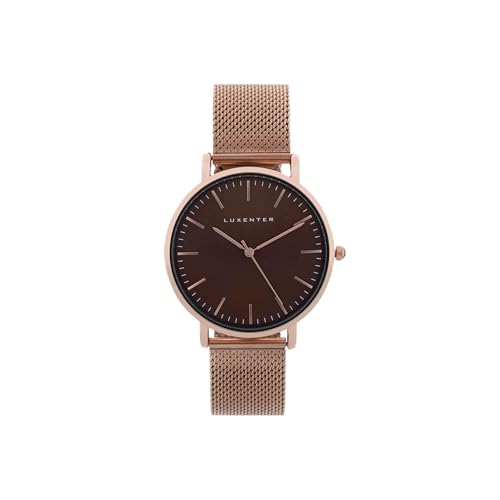 LUXENTER Reloj con Metalizado Marrón Acabado en Oro Rosa De 18K Color Marrón. Relojes De Mujer. Joyas para Mujer -Modelo Didia
